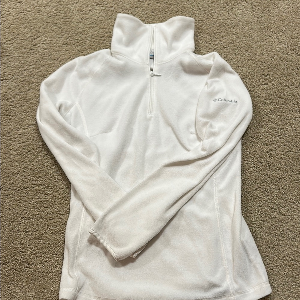 Columbia White Fitted Zippered Hoodie